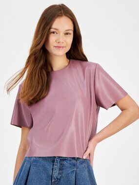 Steve Madden Women's Ezra Faux Leather Top Size L